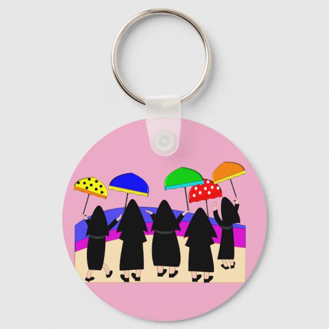 Nuns With Umbrellas "Expecting Rain" ll Key Ring (Front)