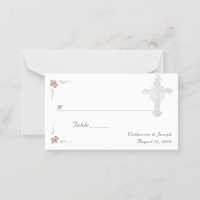 Nuptial Rose Catholic Wedding Place Card (Creator Uploaded)