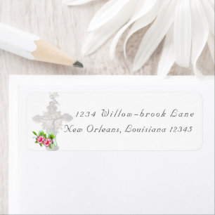 Nuptial Rose Catholic Wedding Return Address Label