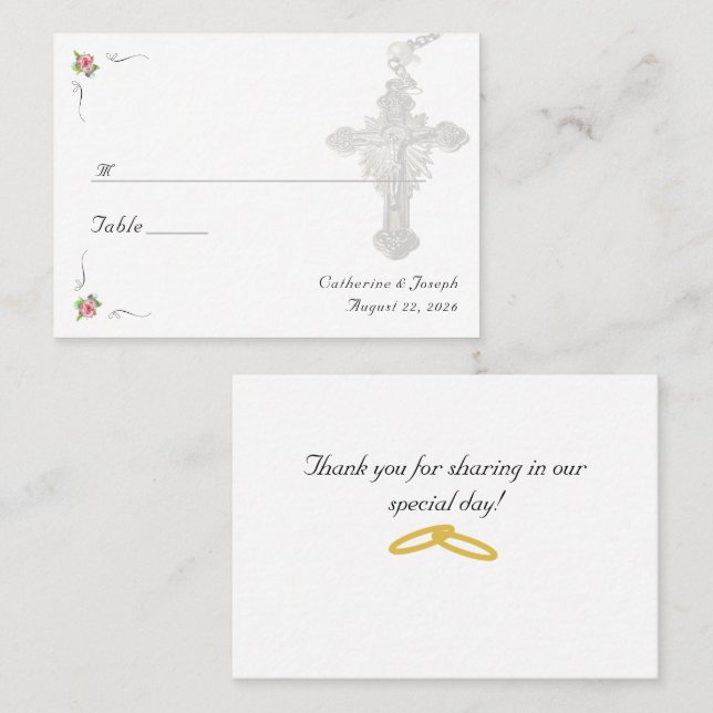 Nuptial Rose Place Card (Front/Back)