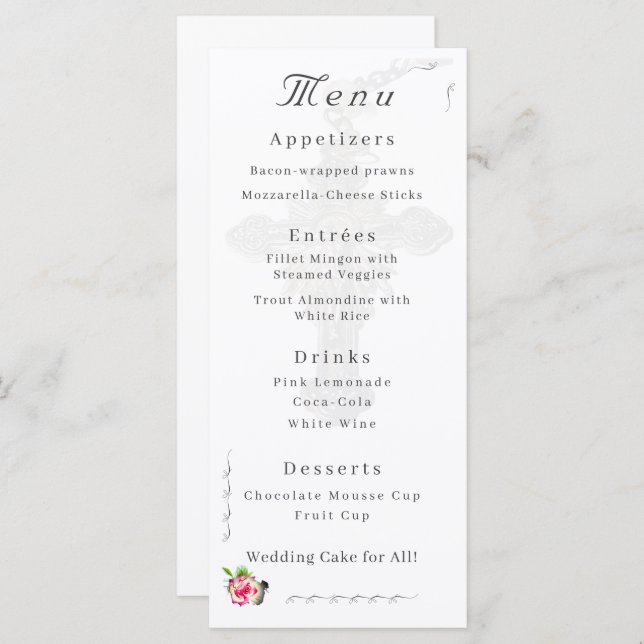 Nuptial Rose Wedding  Menu (Front/Back)