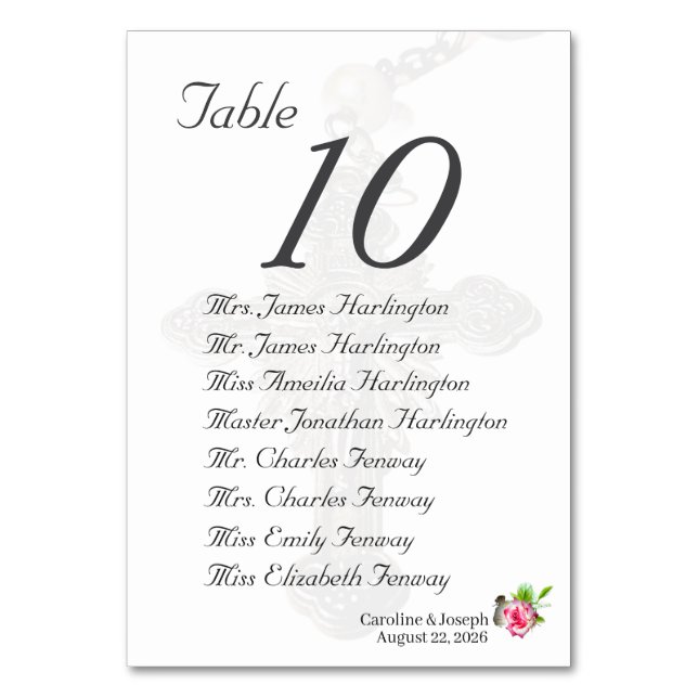 Nuptial Rose Wedding  Table Number (Front)