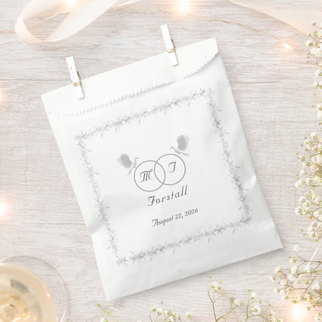 Nuptial Unity Catholic Monogrammed Wedding Favour Bags (Clipped)