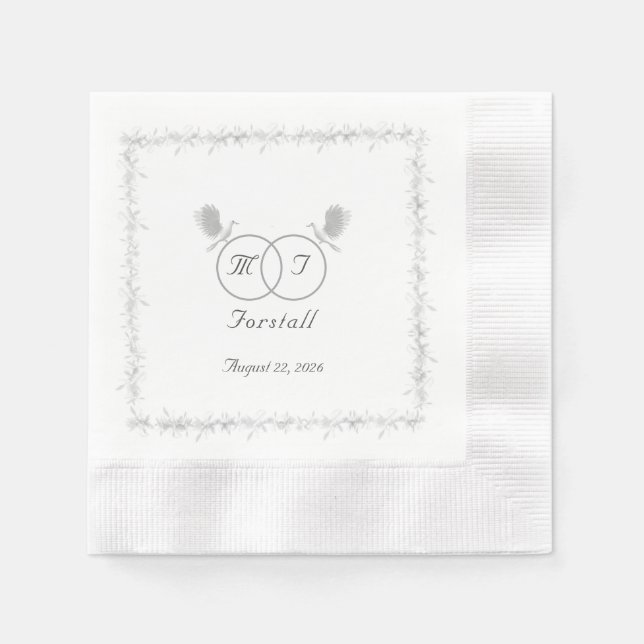 Nuptial Unity Catholic Monogrammed Wedding Napkin (Front)
