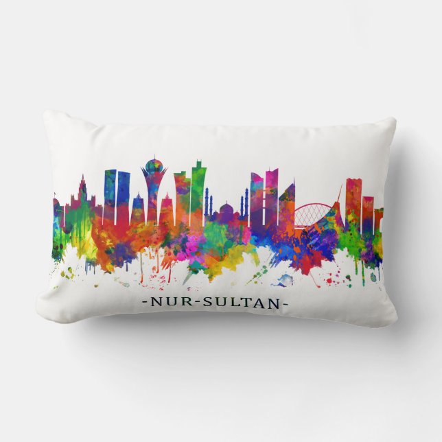 Nur-Sultan Kazakhstan Skyline Lumbar Cushion (Front)