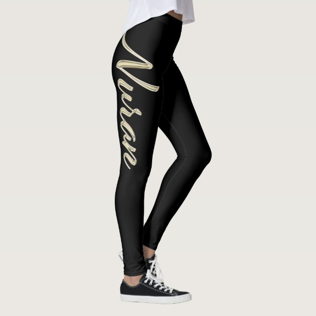 Nuran white gold Handwriting trousers Leggings (Right)