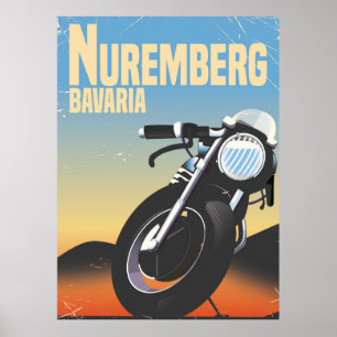 Nuremberg, Bavaria Motorcycle vintage travel poste Poster