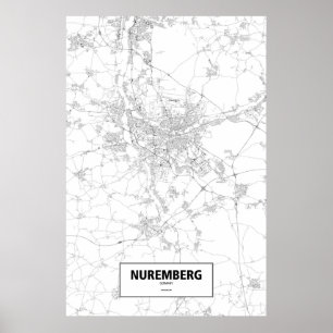 Nuremberg, Germany (black on white) Poster