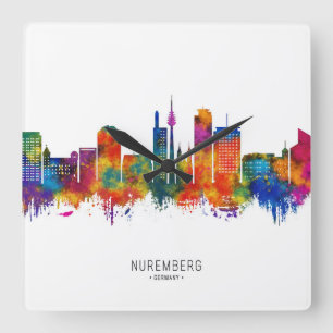Nuremberg Germany Skyline Square Wall Clock