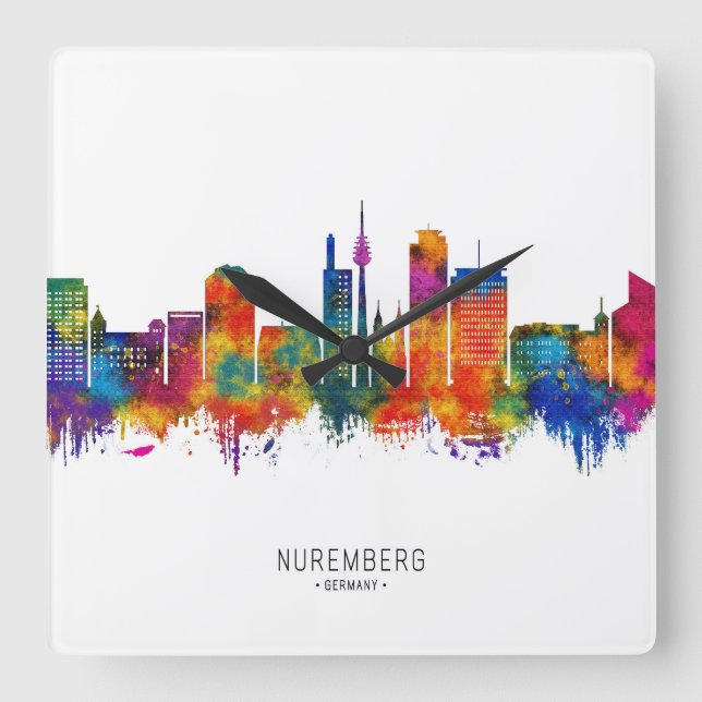 Nuremberg Germany Skyline Square Wall Clock (Front)
