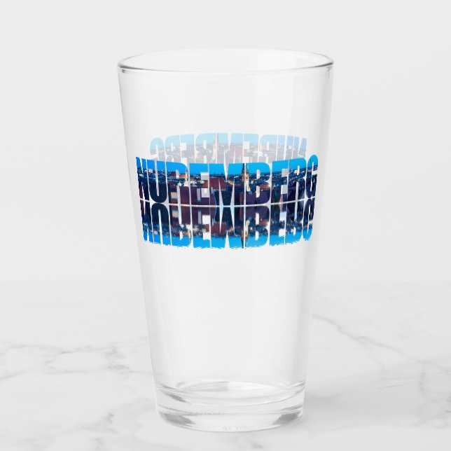 Nuremberg text composed of night old town view glass (Front)