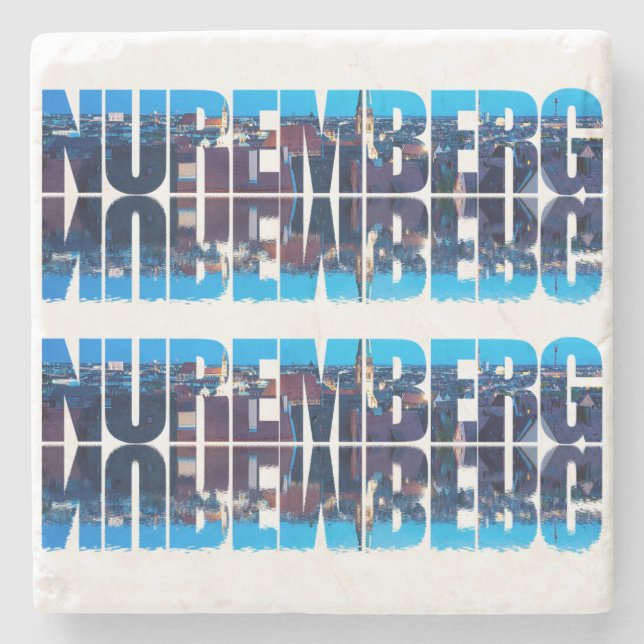 Nuremberg text composed of night old town view stone coaster (Front)