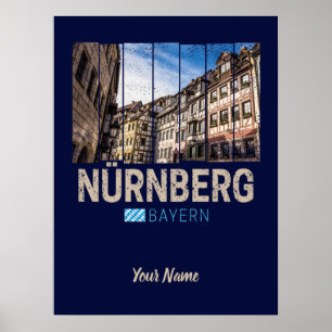 Nuremberg Vintage Bavaria Germany Souvenir Poster