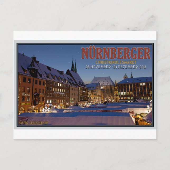 Nürnberg Christkindlesmarkt at Night Postcard (Front)