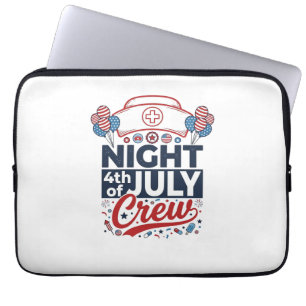 Nurse 4th of July Night Crew Patriotic Shirt Desig Laptop Sleeve