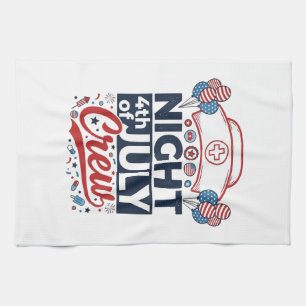 Nurse 4th of July Night Crew Patriotic Shirt Desig Tea Towel
