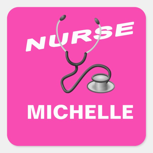 Nurse add your name square sticker (Front)