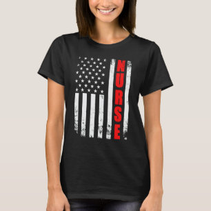 Nurse American Flag Patriotic Usa Stethoscope Job T-Shirt