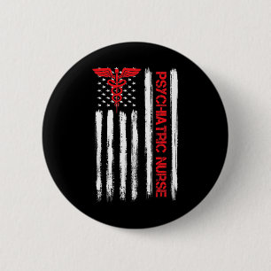 Nurse American Flag Rn Mental Health Psych Nurse  6 Cm Round Badge