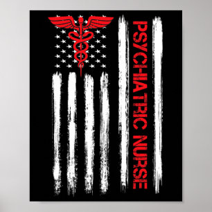 Nurse American Flag Rn Mental Health Psych Nurse Poster