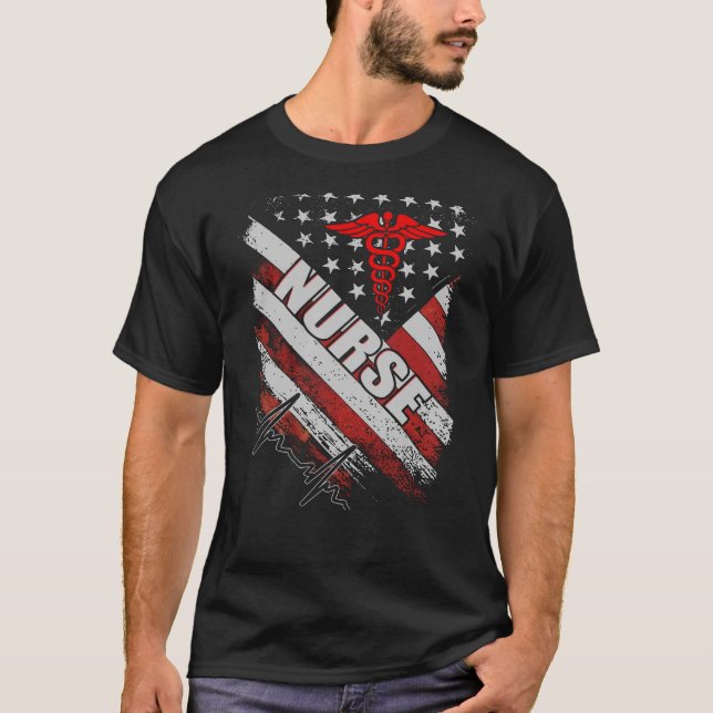 Nurse American Flag T-Shirt (Front)