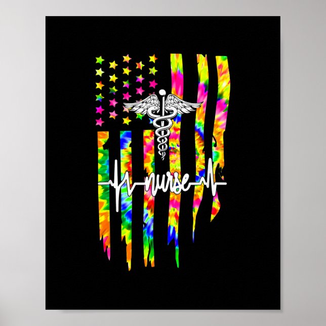 Nurse American Flag USA Flag Patriotic Nurse Poster (Front)
