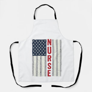 Nurse American Flag Vintage Engraving Shirt Design Apron