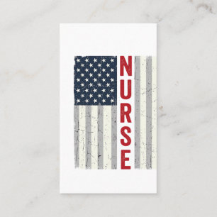 Nurse American Flag Vintage Engraving Shirt Design Business Card