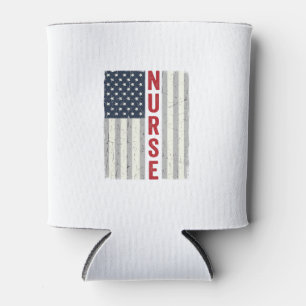 Nurse American Flag Vintage Engraving Shirt Design Can Cooler