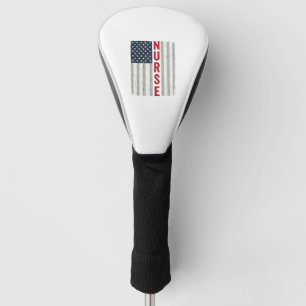 Nurse American Flag Vintage Engraving Shirt Design Golf Head Cover