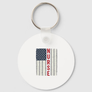 Nurse American Flag Vintage Engraving Shirt Design Key Ring