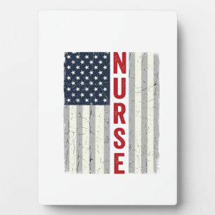 Nurse American Flag Vintage Engraving Shirt Design Plaque