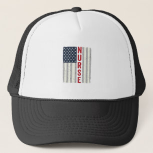 Nurse American Flag Vintage Engraving Shirt Design Trucker Hat