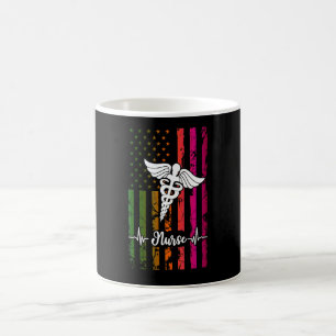 Nurse American Tie Dye Flag Usa Flag Proud Patriot Coffee Mug
