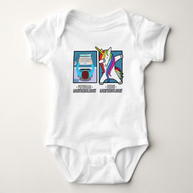 Nurse Anaesthesiologist CRNA Anaesthesia Unicorn Baby Bodysuit (Front)