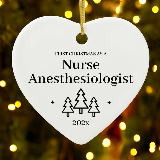 Nurse Anaesthesiologist First Christmas Ceramic Tree Decoration (Nurse Anesthesiologist First Christmas Ceramic Ornament
)