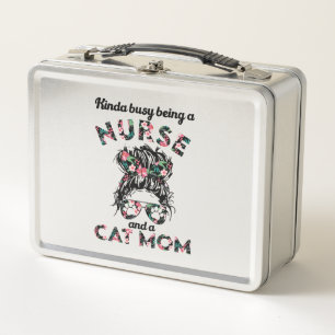 Nurse and cat mum funny gifts ideas metal lunch box