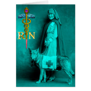NURSE AND RESCUE DOG /Gold Caduceus RN Emblem