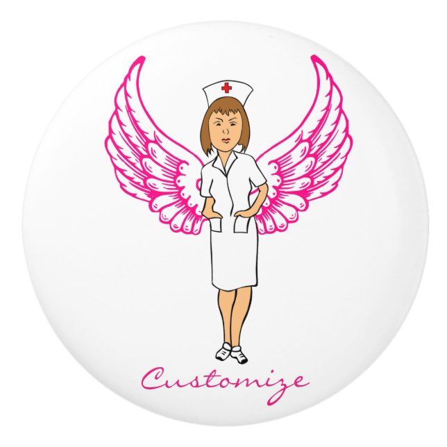 Nurse Angel Wings Thunder_Cove Ceramic Knob (Front)