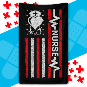 Nurse Appreciation Hero Heart Life American Flag Banner