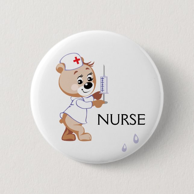 Nurse Bear 6 Cm Round Badge (Front)