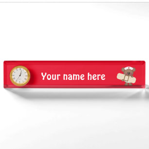Nurse Bear add words nameplate