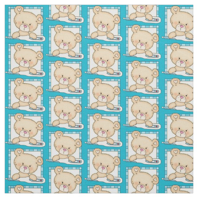 Nurse Bear Pima cotton fabric (Swatch)