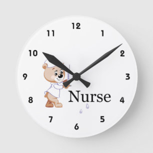 Nurse Bear Round Clock