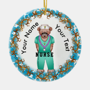 Nurse Bear round Ornament