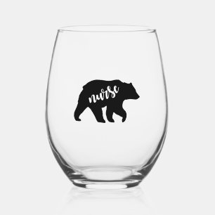 Nurse Bear Stemless Wine Glass
