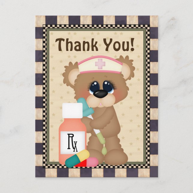 Nurse Bear Thank you postcard (Front)