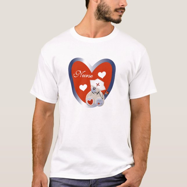 Nurse Bear With Heart T-shirts and Gifts (Front)