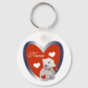 Nurse Bear With Heart T-shirts and Gifts Key Ring