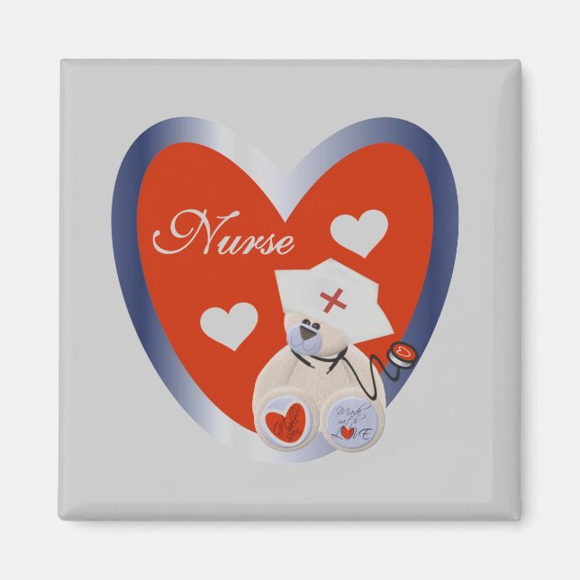 Nurse Bear With Heart T-shirts and Gifts Magnet (Front)
